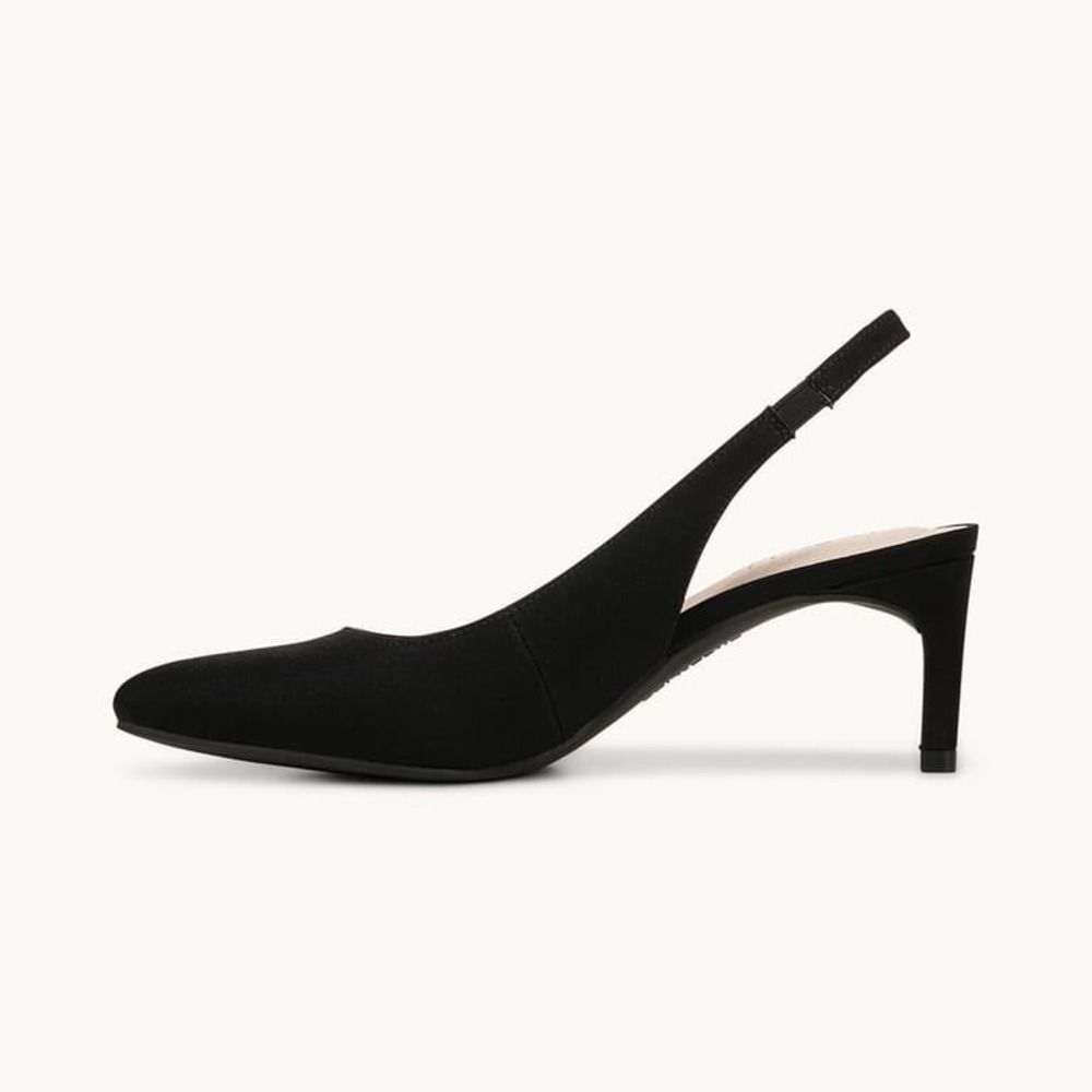 LifeStride Annalise Black Micron Slingback Pump Heels 9.5W Wide Width - Picture 6 of 11